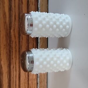 Vintage Salt & Pepper Shaker Fenton hobnal milk glass